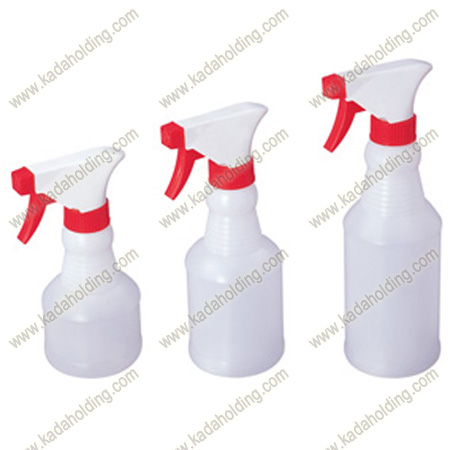 translucent plastic spray bottle with trigger spray